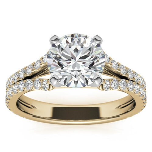 ABHI Split-Shank Accented Round Diamond Engagement Ring for Women