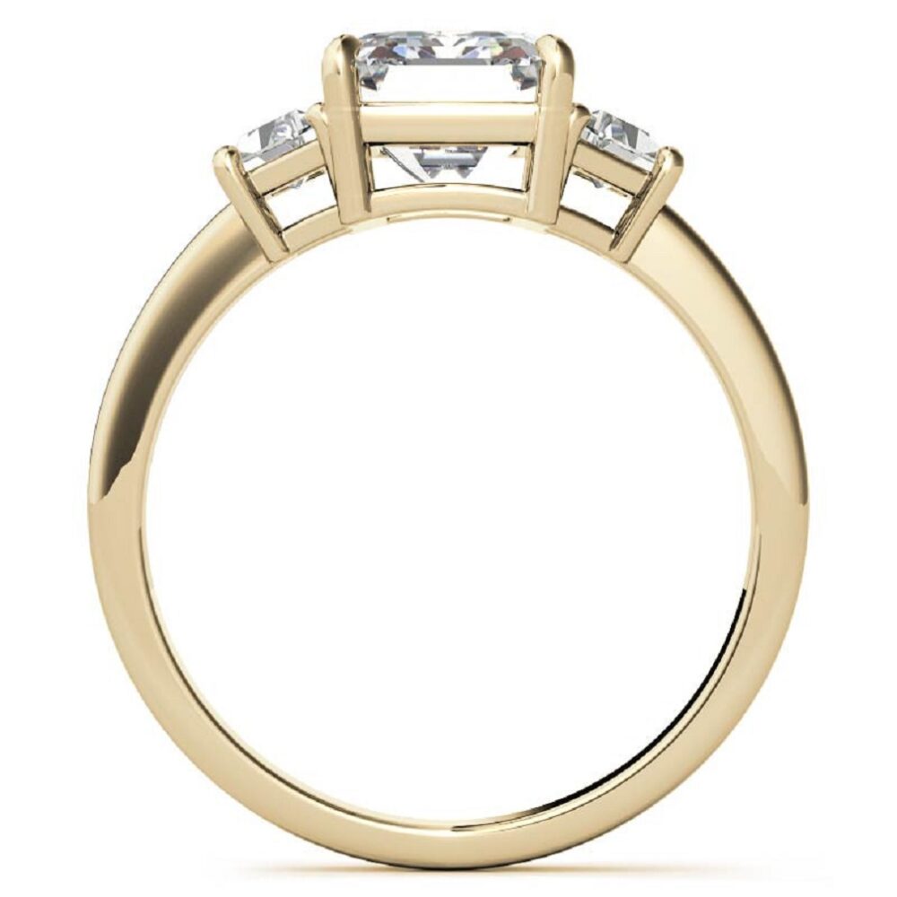 0.70 CT Emerald Cut Lab Grown Diamond Side Stone Engagement Ring, Solitaire Design, Petite Shank - Image 6