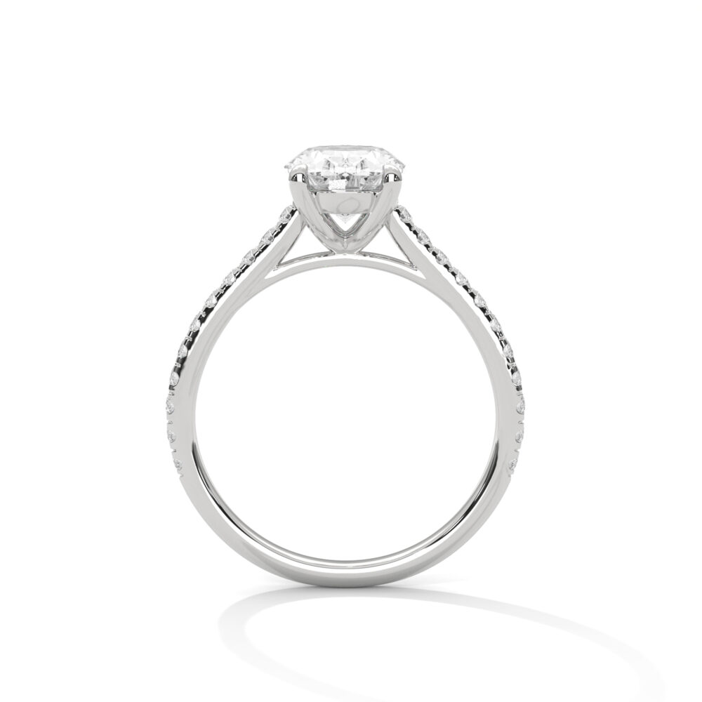 1.05 Oval Cut Solitaire Pave Diamond Engagement Ring - Image 2