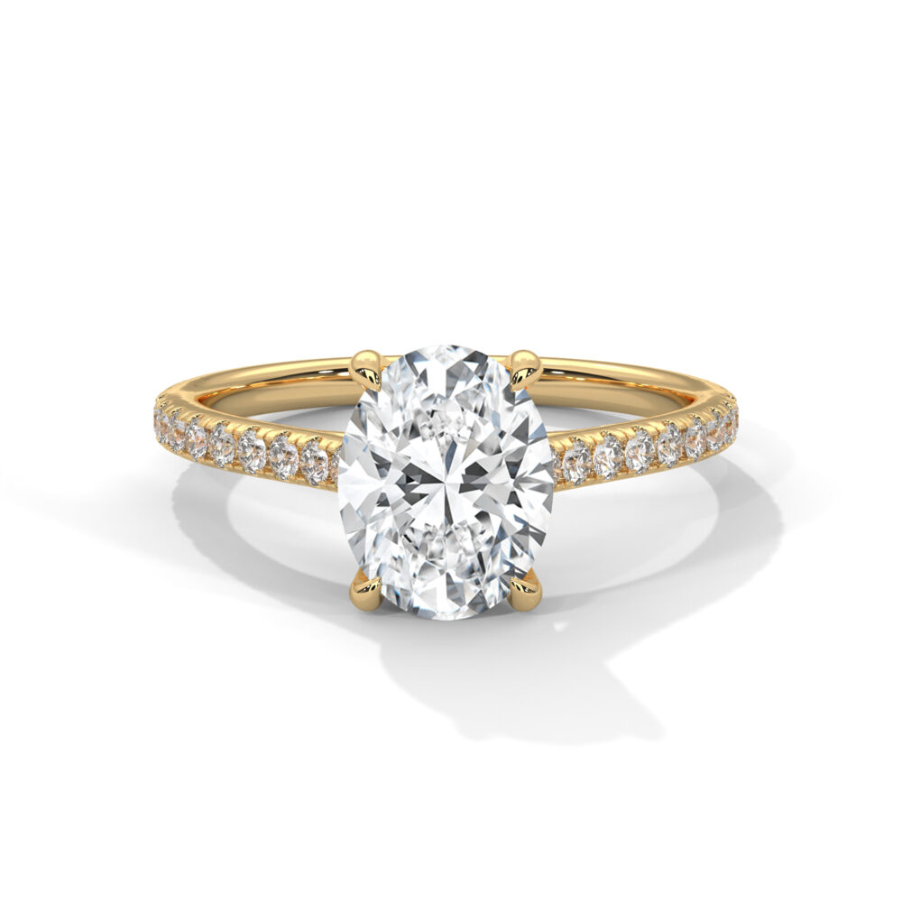 1.05 Oval Cut Solitaire Pave Diamond Engagement Ring