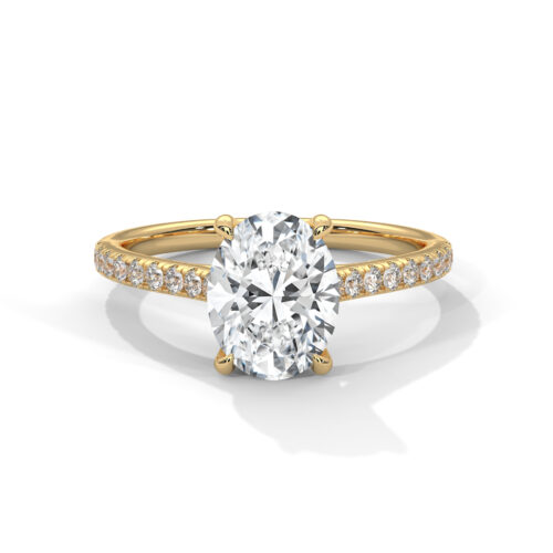 1.05 Oval Cut Solitaire Pave Diamond Engagement Ring
