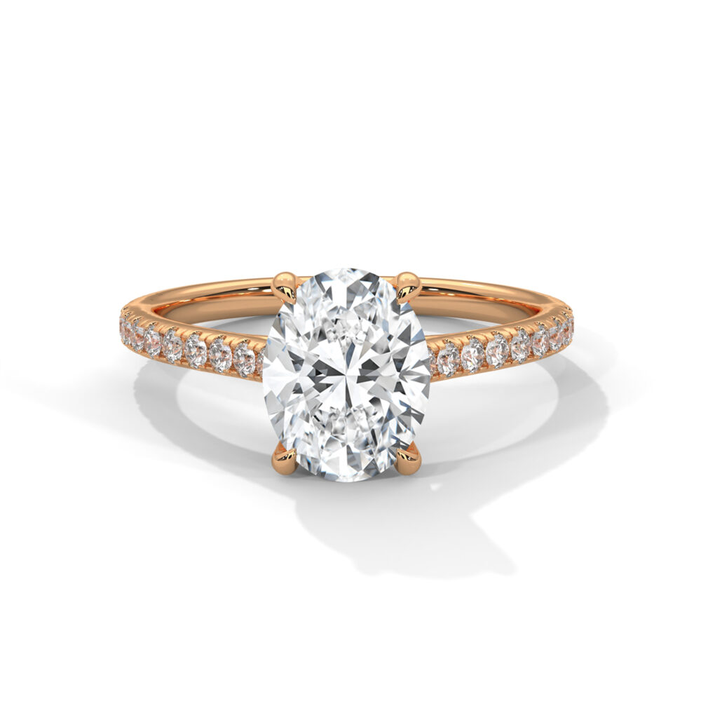 1.05 Oval Cut Solitaire Pave Diamond Engagement Ring - Image 3