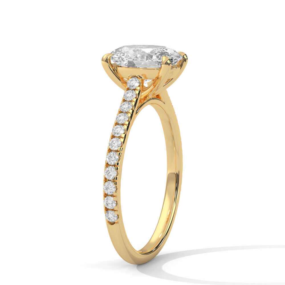 1.05 Oval Cut Solitaire Pave Diamond Engagement Ring - Image 5